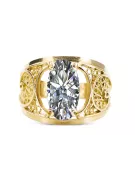 Винтидж крафт Пръстен Циркон 14K жълто злато vrc057y